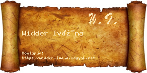 Widder Ivána névjegykártya